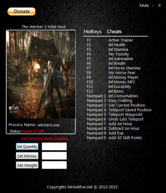 the witcher 1 cheat codes